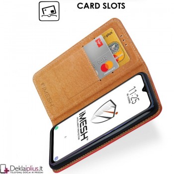 Grynos odos Telone dėklas - raudonas (Xiaomi Redmi 9) Grynos odos Telone dėklas - raudonas (Xiaomi Redmi 9)